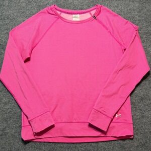 UNDER ARMOUR Pink Striped Shoulder Zipper Pullover Women Large